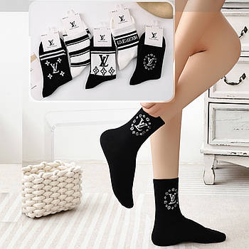 Шкарпетки жіночі демісезонні бавовна безшовні середні Louis Vuitton, розмір 37-41, асорті, 610-10