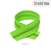 Застібка-блискавка спіральна метр. тип3 (182м) 9г/м Зелений фосфорный 333