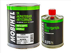 Автоемаль 2K Mobihel від HELIOS (в асортименті) акрилова 1035 золотисто-жовта 0,75 л + затв. 0,375л.
