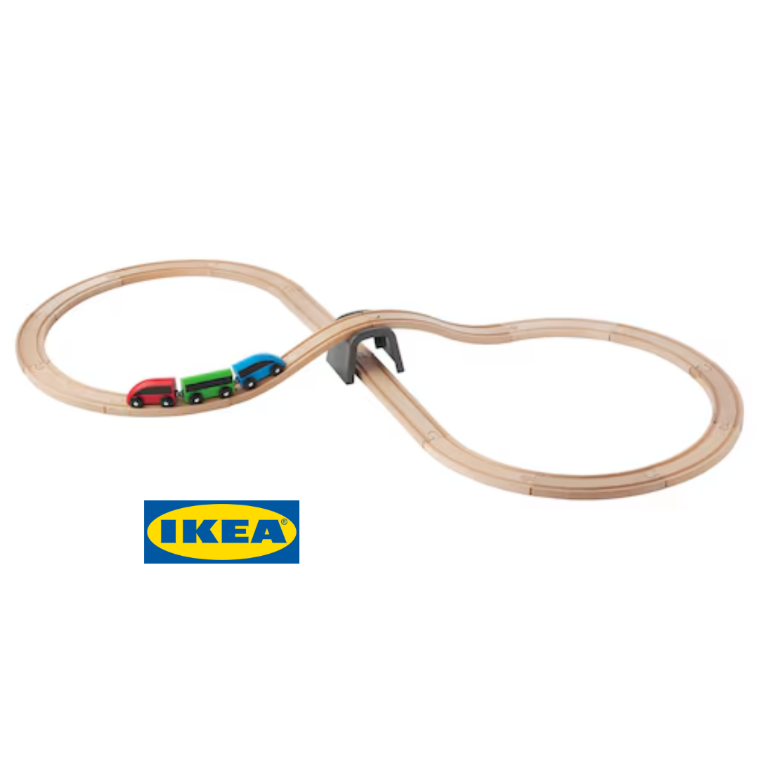 Набір поїзда та колій IKEA LILLABO (ІКЕА ЛІЛЛАБО). 20 предметів + паровоз. 003.200.54