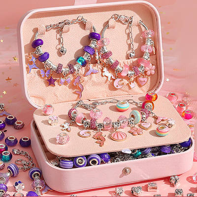 Дитячий набір для дизайну прикрас Хендмейд браслетів основи намистини Ігровий комплект біжутерії у скриньці