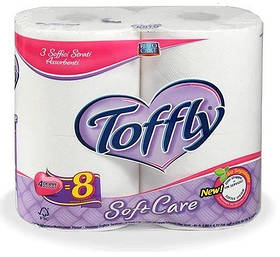 Туалетний папір Toffly SoftCare 3-х шаровий 4 х 250 відривів