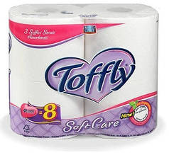 Туалетний папір Toffly SoftCare 3-х шаровий 4 х 250 відривів