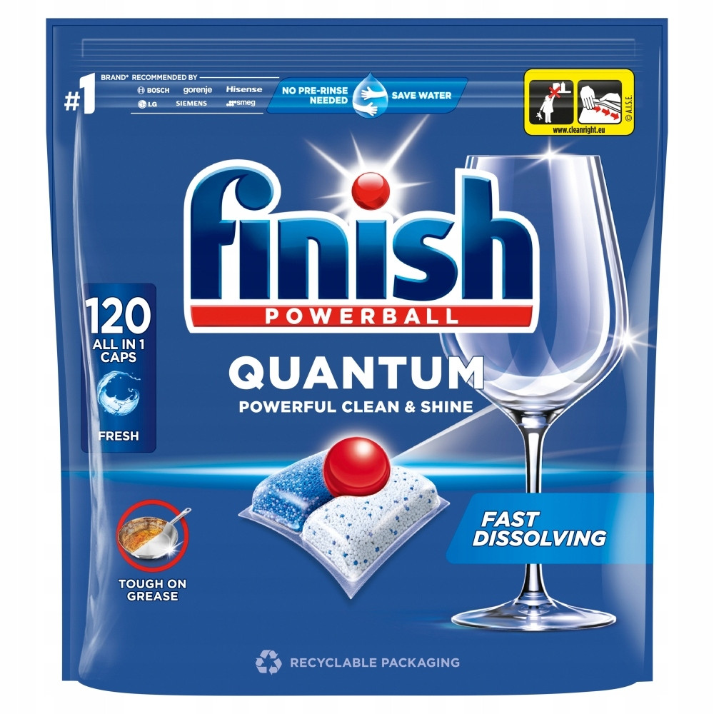 Таблетки для посудомийної машини Finish Quantum All 1 120шт капсули свіжість