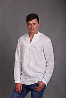 Вишиванка чоловіча з льону білим по білому, довгий рукав