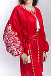 Вишите плаття Дерево життя червоний льон, фото 3