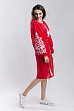 Вишите плаття Дерево життя червоний льон, фото 4