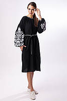 Чорне плаття з білою вишивкою "Дерево життя"