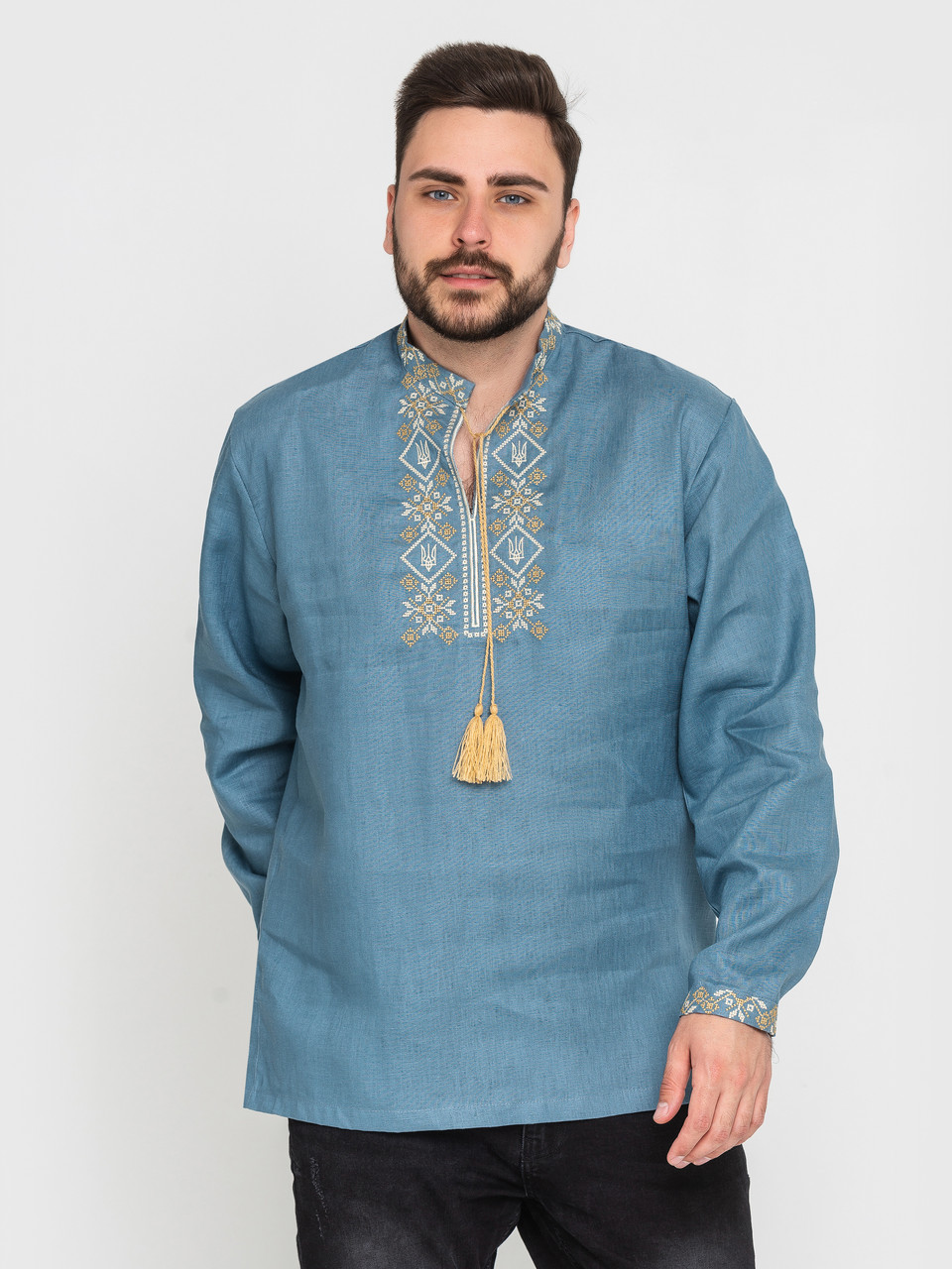 Вишиванка чоловіча з льону довгий рукав, фото 1