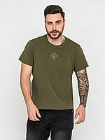 Вишита футболка чоловіча хакі Герб