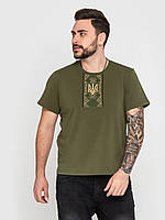 Вишита футболка чоловіча чорна Герб гладь