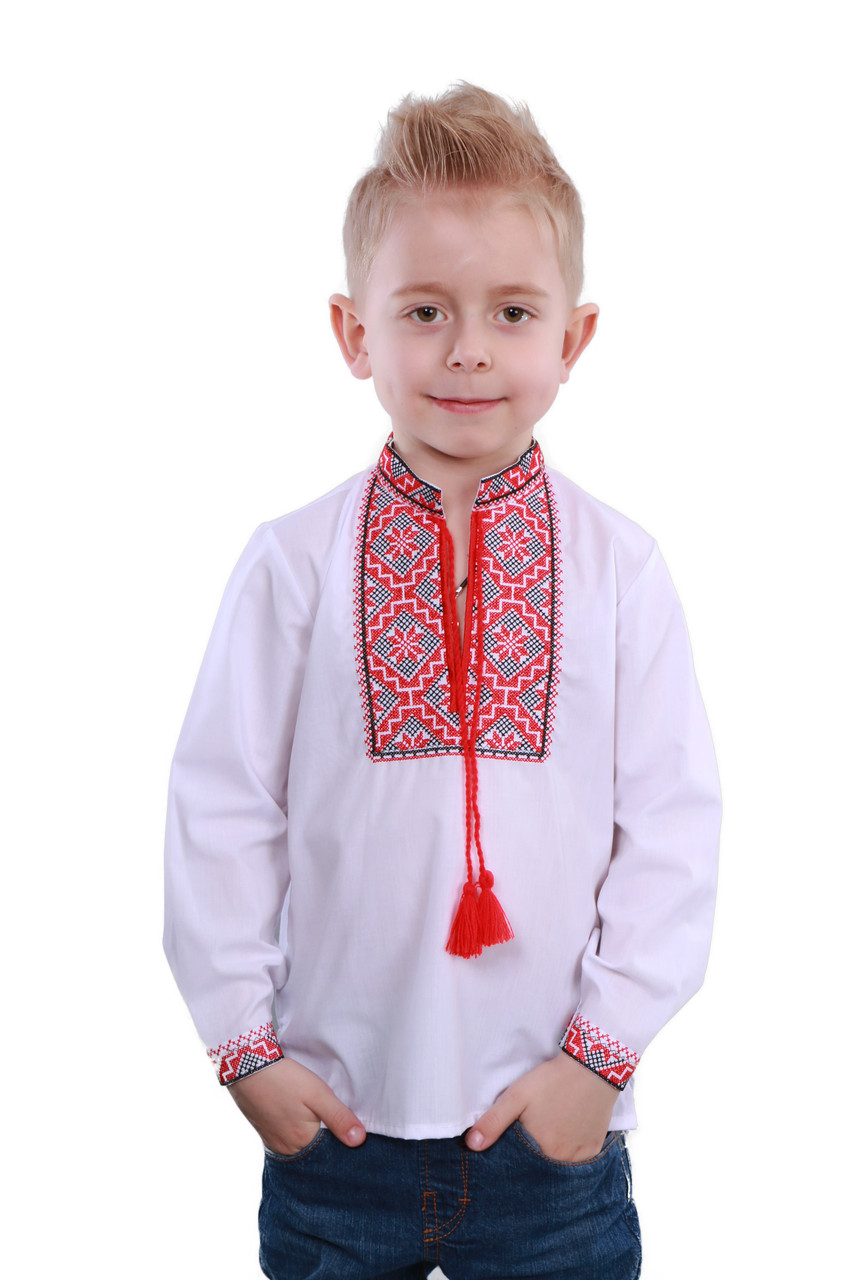 Дитяча вишиванка для хлопчика, червоно-чорний візерунок