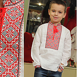 Дитяча вишиванка для хлопчика, червоно-чорний візерунок, фото 2