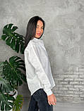 Біла сорочка з льону довгий рукав, фото 7