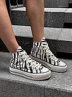 Женские белые кроссовки Converse Chuck Taylor All Star High Zebra х Конверс 36