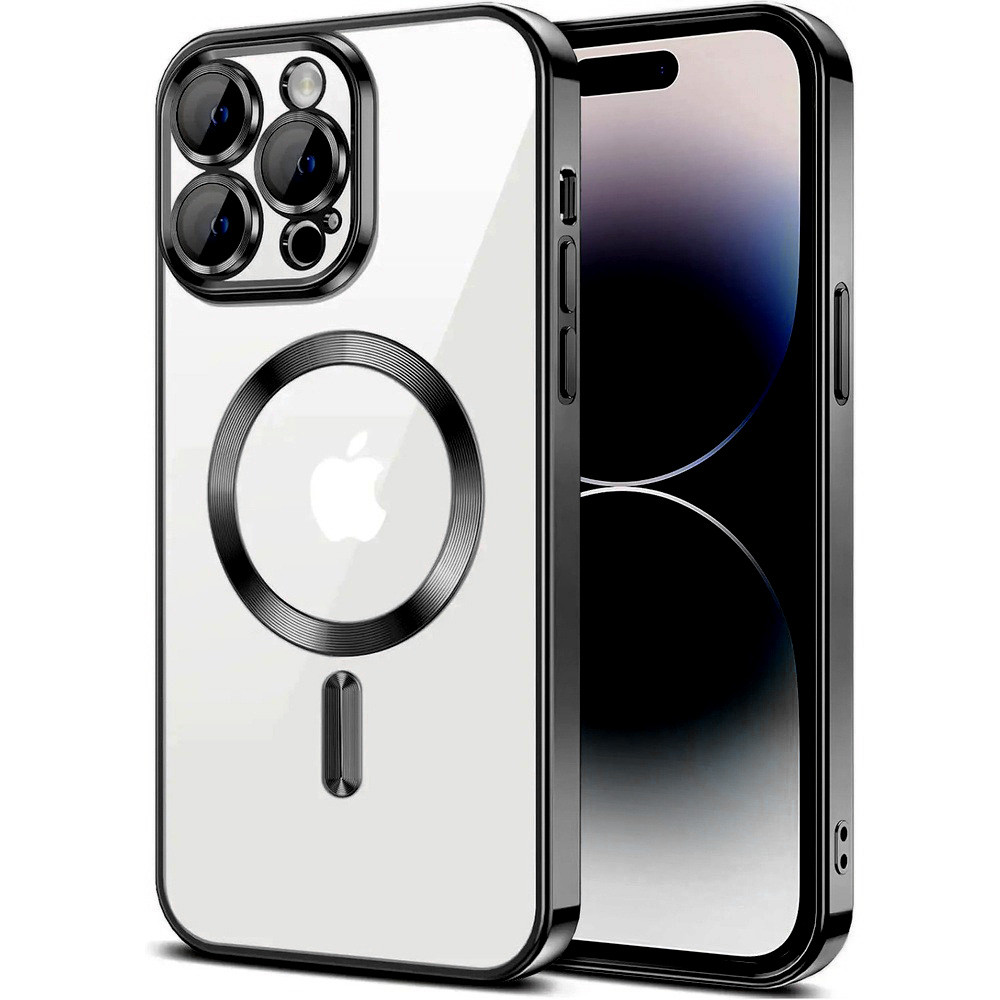Чохол Chrome Silicone Case with MagSafe для Apple iPhone 15 Pro Black, фото 1