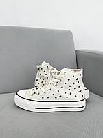 Женские бежевые кроссовки Converse Chuck Taylor All Star High Beige Black х Конверс 36