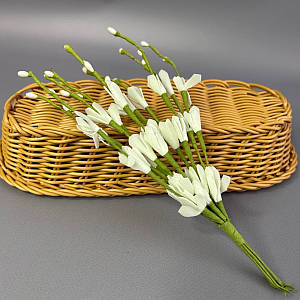 Гілка жасмину з фоамирану 20 см - айворі