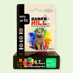 Краплі інсектоакарицидні від бліх і кліщів для котів і кошенят Акарофіл (АкароKILL) Зоохелс 0,7 мл