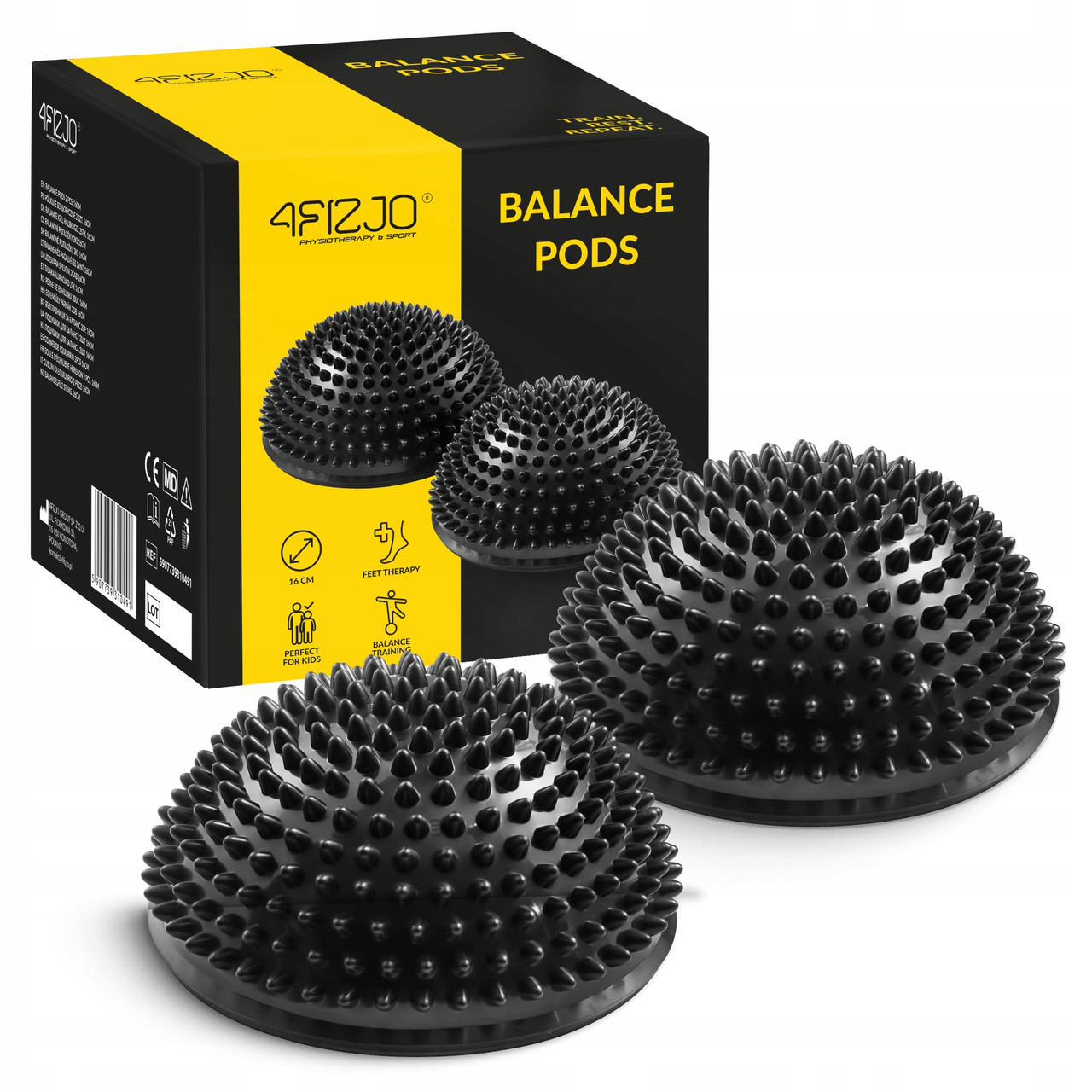 Півсфера масажна балансувальна 4FIZJO Balance Pad 16 см 2 шт масажер для ніг, стоп Black (P-5907739310484)