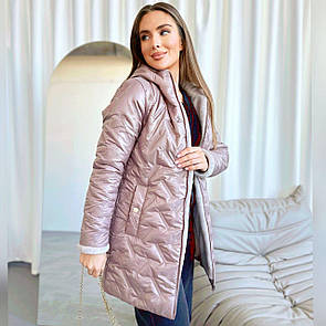 Стильне стьобане жіноче пальто пальто, зимове пальто- куртка, глянцевая плащевка "Елла"- розмір 44-46