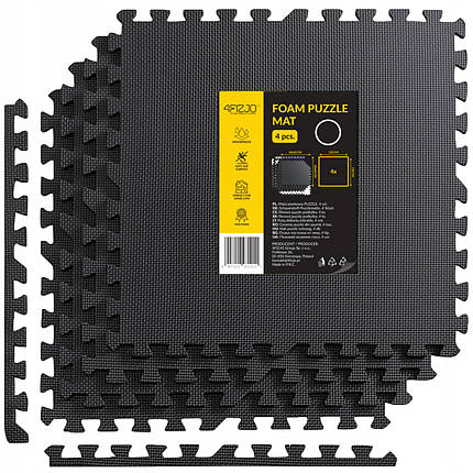 Мат-пазл (ластівчин хвіст) 4FIZJO Mat Puzzle EVA 120 x 120 x 1 см 4FJ0060 Black Poland, фото 1