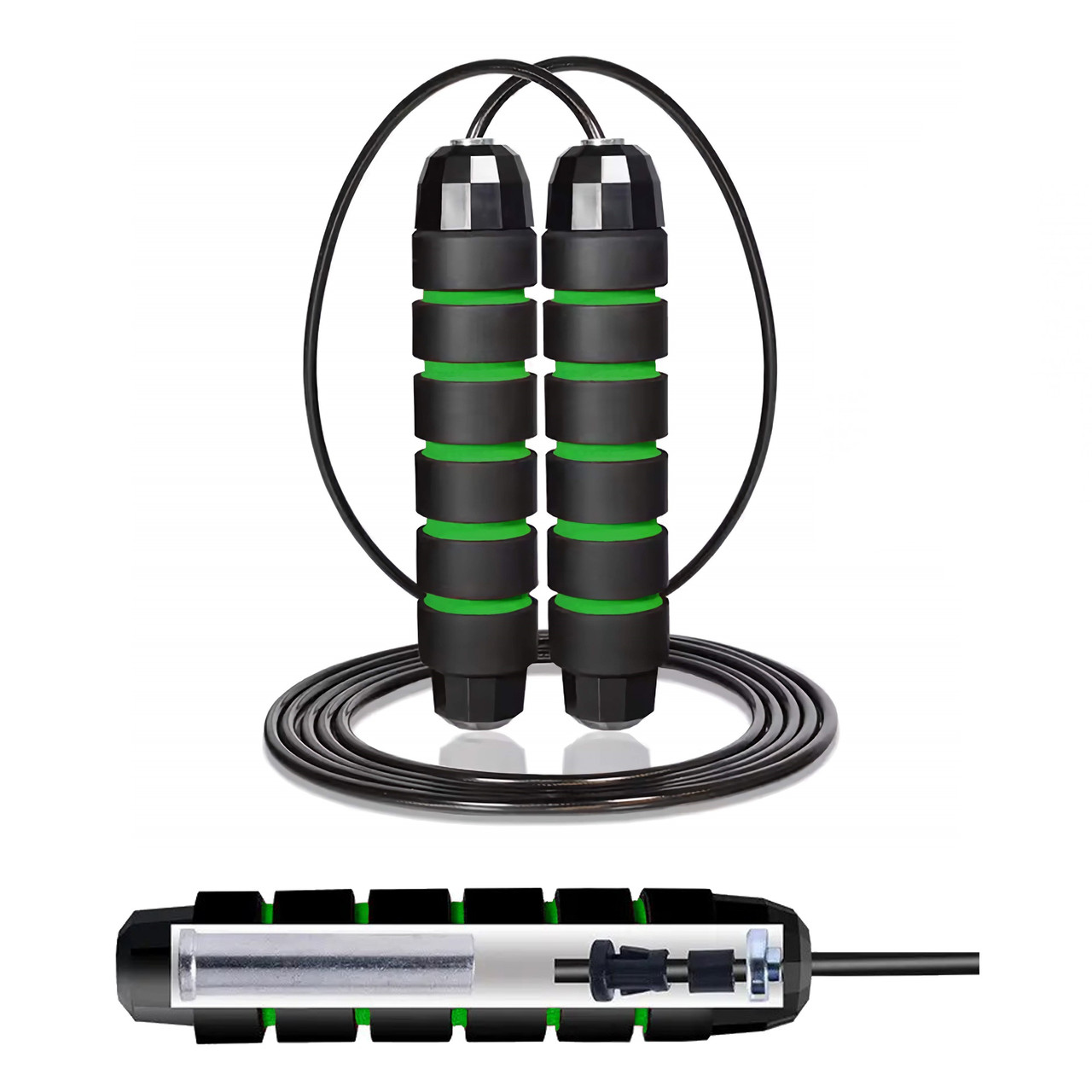 Скакалка швидкісна для кросфіту Cornix Speed Rope Classic з обтяженням XR-0352 Black/Green