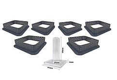 Набір квадратних перфорованих форм для тартів 6 шт (8*8 см, h = 20 мм) + стопа квадратна