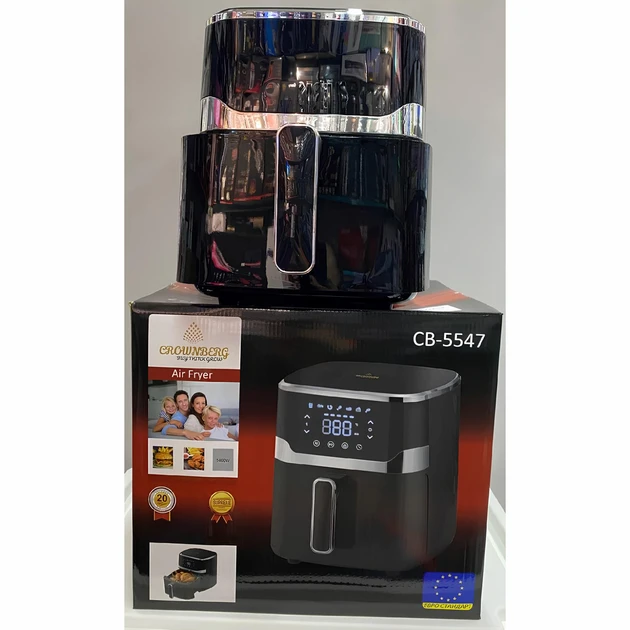 Електрична Аерофритюрниця Crownberg CB 5547 5 л, 1400 Вт, 8 програм, аерофритюрниця Чорний Лучшая цена