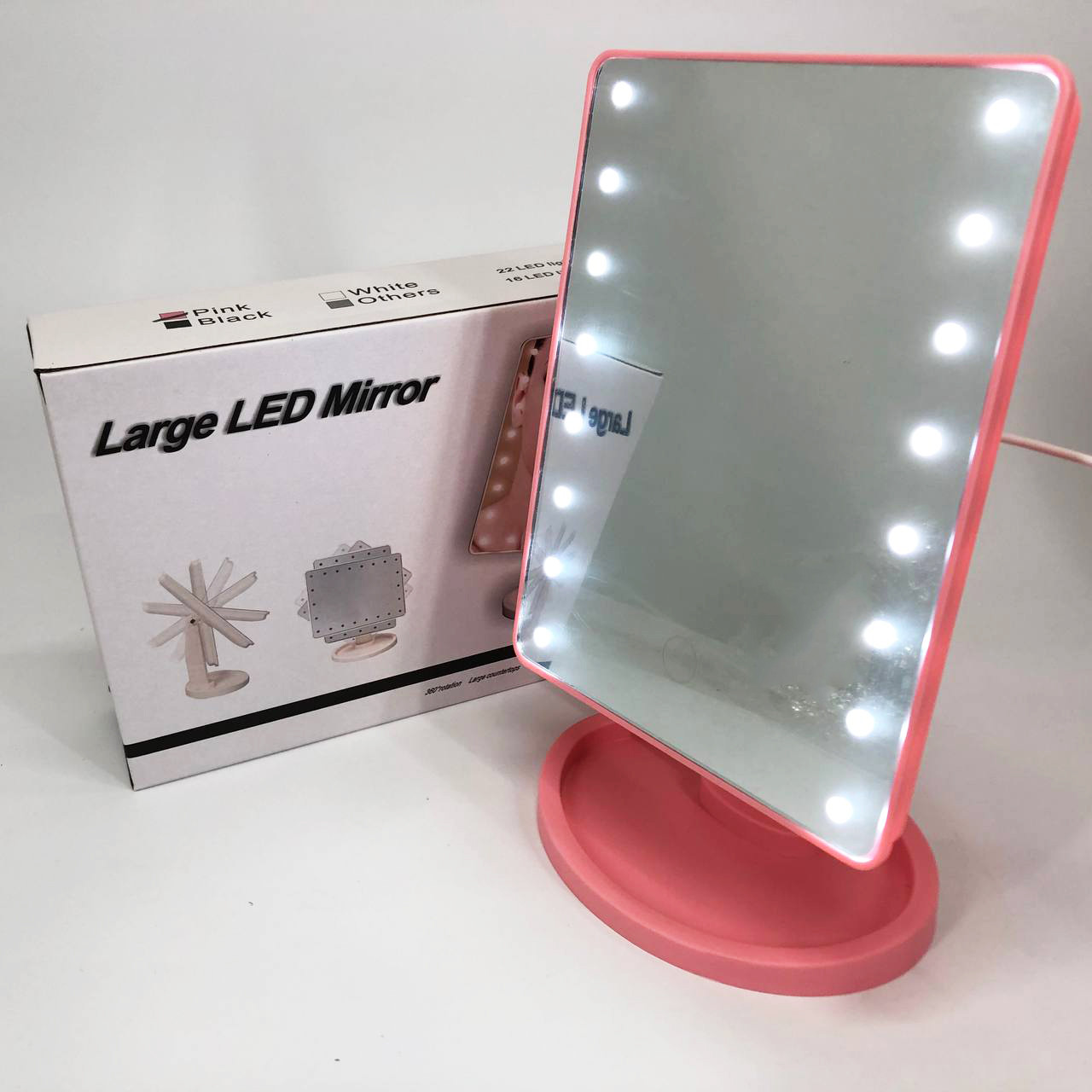 Дзеркало косметичне настільне 16 LED, Дзеркало з led підсвічуванням на підставці, Зірка JU-697 ma ror, фото 1
