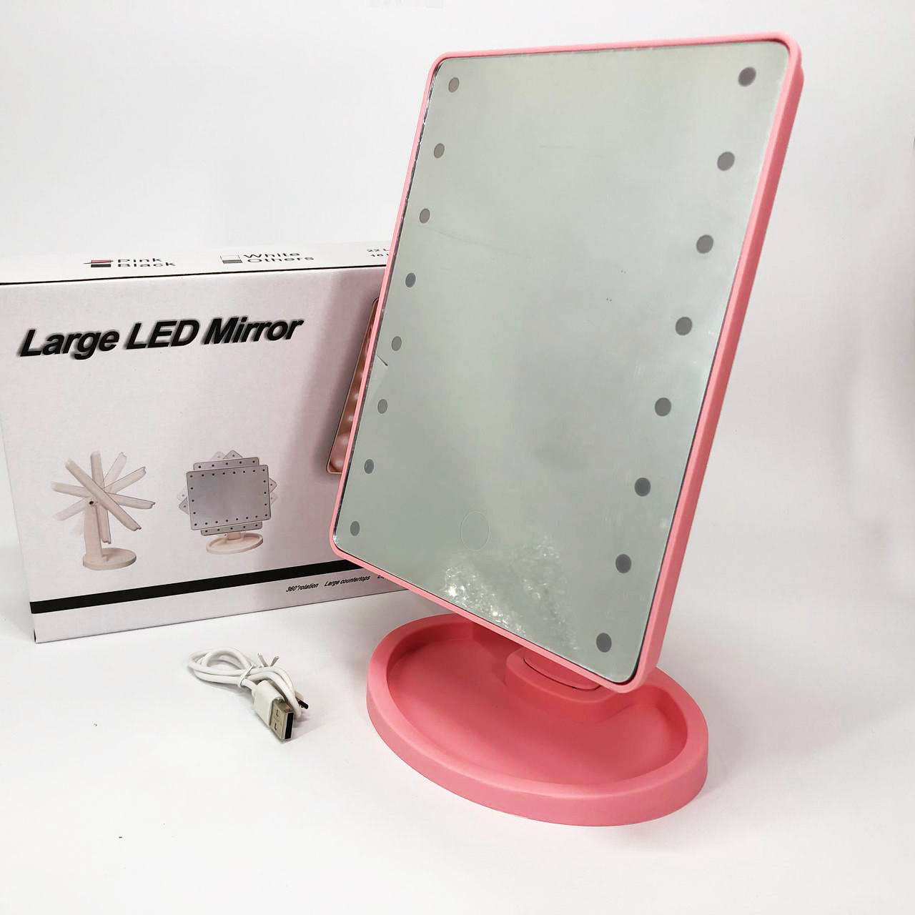 Дзеркало з led підсвічуванням на підставці, Дзеркало косметичне з підсвічуванням розкладне NH-63, фото 1