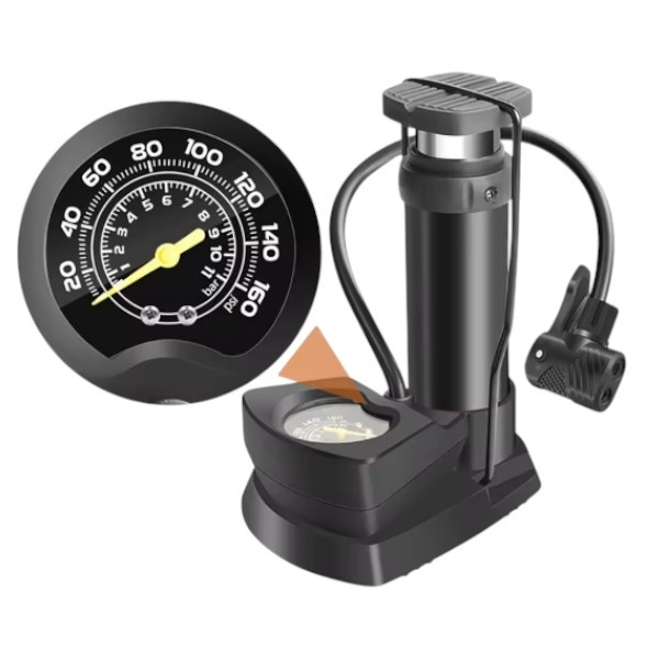 Насос портативний ножний з манометром Air pump Чорний