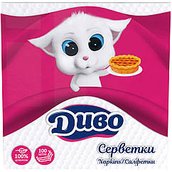 Серветки 33*33 по 100шт.1-шарові білі Диво (18)