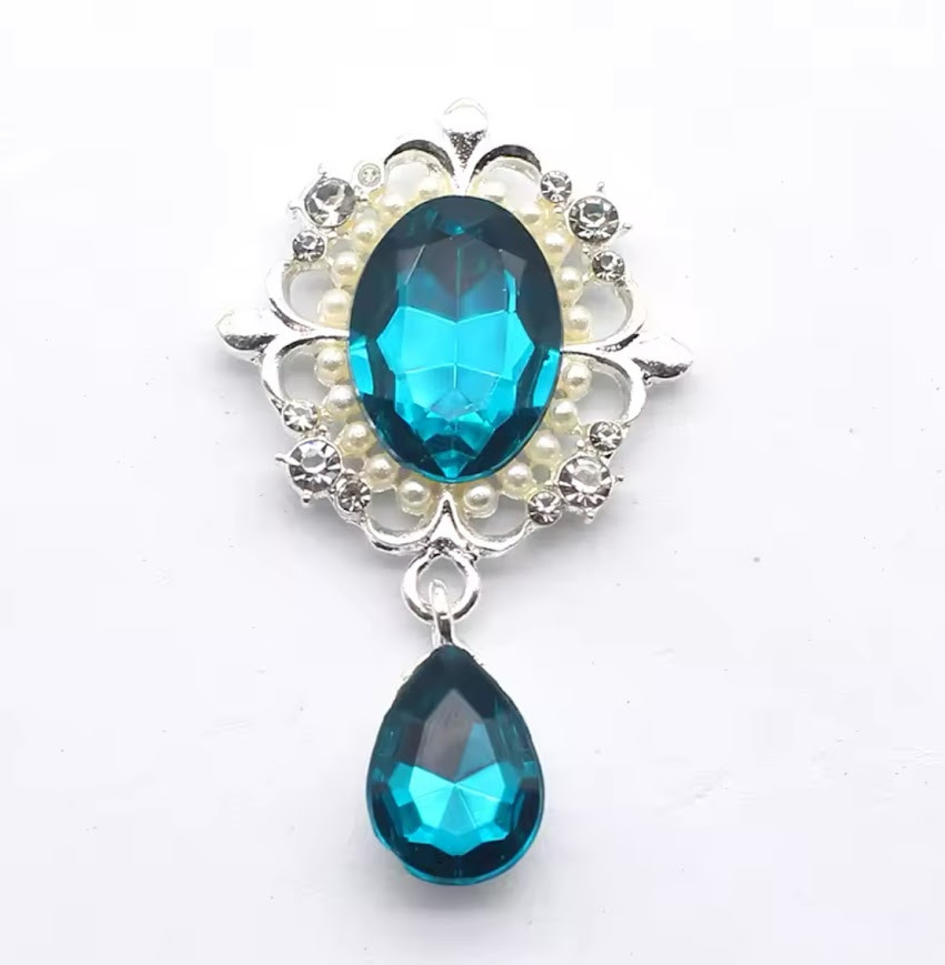 Стразовий декор -28*48 мм, основа срібло, камень-смарагдовий, арт 015237, 1 шт, Смарагдовий, фото 1