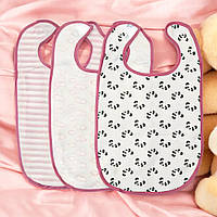 Слюнявчики для новорожденных на липучке, 3шт, Для девочек