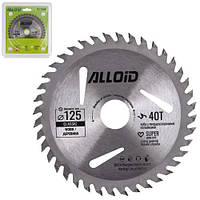 Alloid. Диск пильный по дереву с твердосплавными напайками 125х22,2мм, 40 зубов