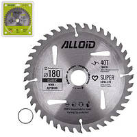 Alloid. Диск пильный по дереву с твердосплавными напайками 180х25,4/22,2мм, 40 зубов