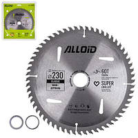 Alloid. Диск пильный по дереву с твердосплавными напайками 230х30/25,4/22,2мм, 60 зубов