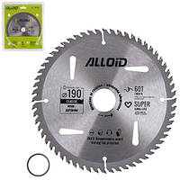 Alloid. Диск пильный по дереву с твердосплавными напайками 190х30/25,4мм, 60 зубов