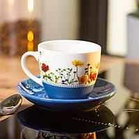 Чашка з блюдцем для чаю та кави керамічна 250 мл Синя