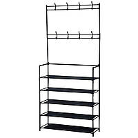 Вішак для одягу 183х77,5х25 см металевий із полицями для взуття чорний. Міцна та стійка. 2 рівні га