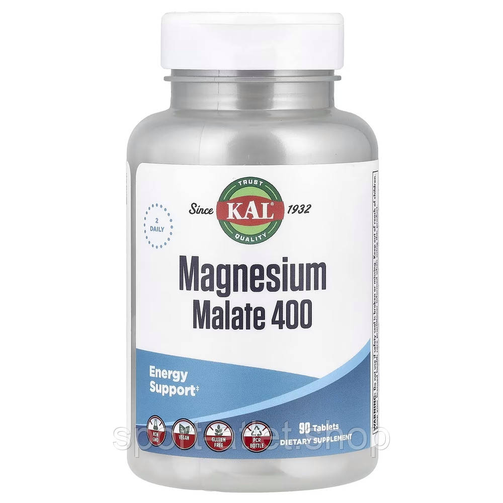 Вітаміни та мінерали KAL Magnesium Malate 400, 90 таблеток