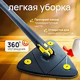 Трикутна швабра для прибирання 360° з відтискачем для миття підлоги, вікон, стін, дзеркал із мікрофіброю, фото 2