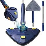 Трикутна швабра для прибирання 360° з відтискачем для миття підлоги, вікон, стін, дзеркал із мікрофіброю, фото 4