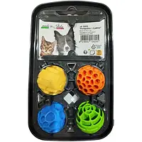 Набір пластикових м'ячів для собак і котів Georplast Nebula з тримачем 18х11х4 см 4 шт.