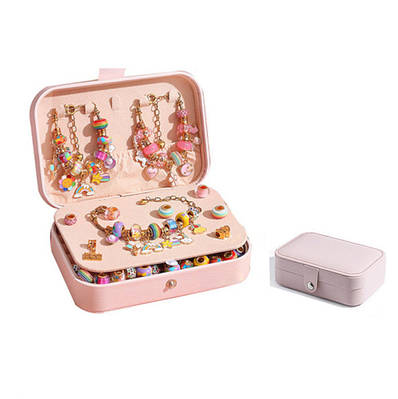 Дитячий набір прикрас у скриньці Ігровий комплект для створення браслетів Хендмейд біжутерія основи намистини