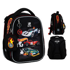 Рюкзак шкільний каркасний Kite Education Hot Wheels 36.5x27x15.5 см, 14 л, чорний (115-130 см)