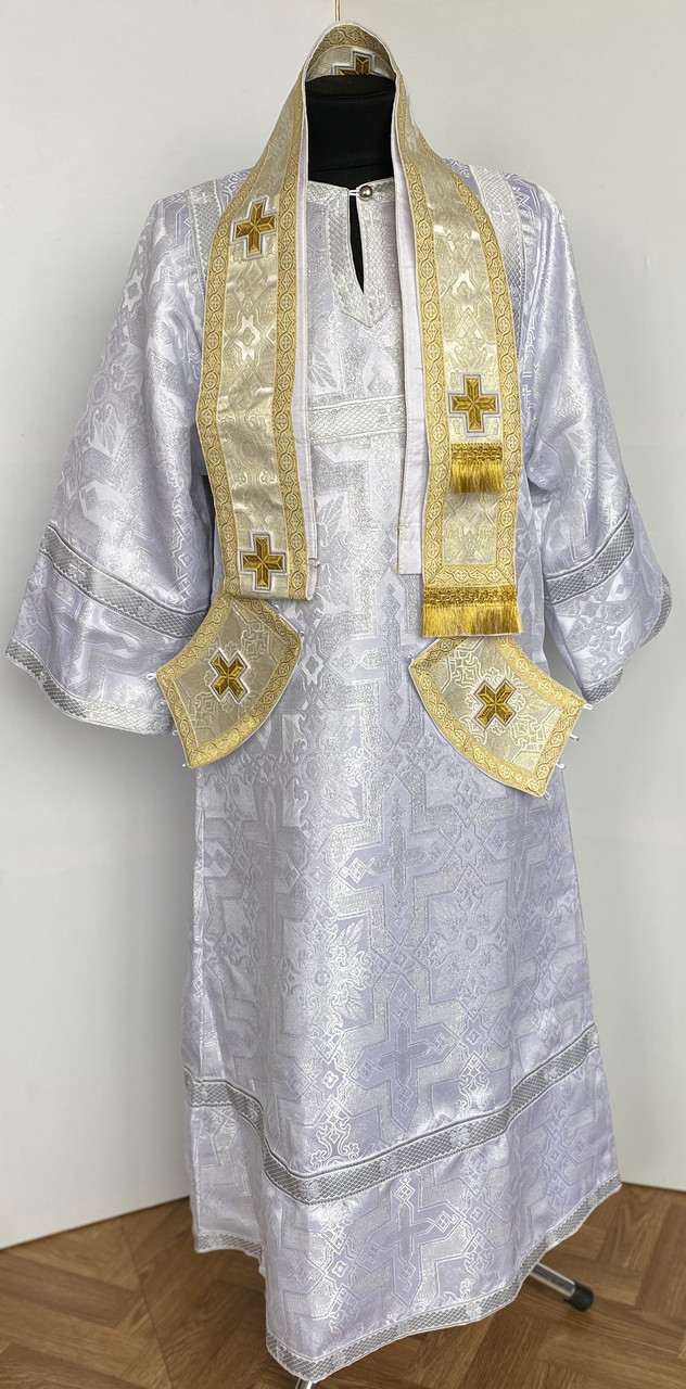 Орар одинарний дитячий (з поручами). Довжина 2,5 м, ширина 11 см. Тканина парча