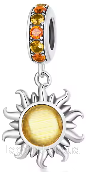 Срібний шарм-підвіска амулет-кулон в стилі PANDORA 925 проба "Sun" Сонце намистина ПАНДОРА, фото 1