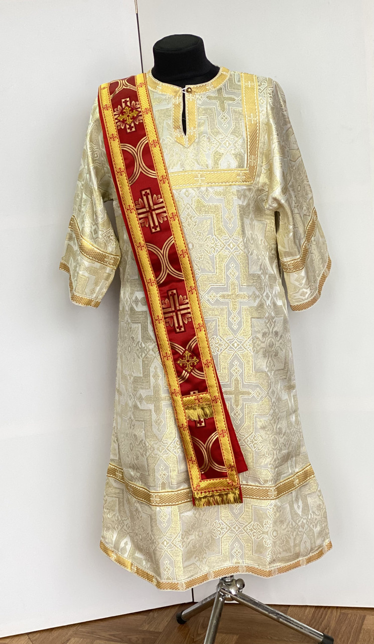 Орар одинарний (без поручів), довжина 4,5 м, ширина 11 см, парчовий, червоний